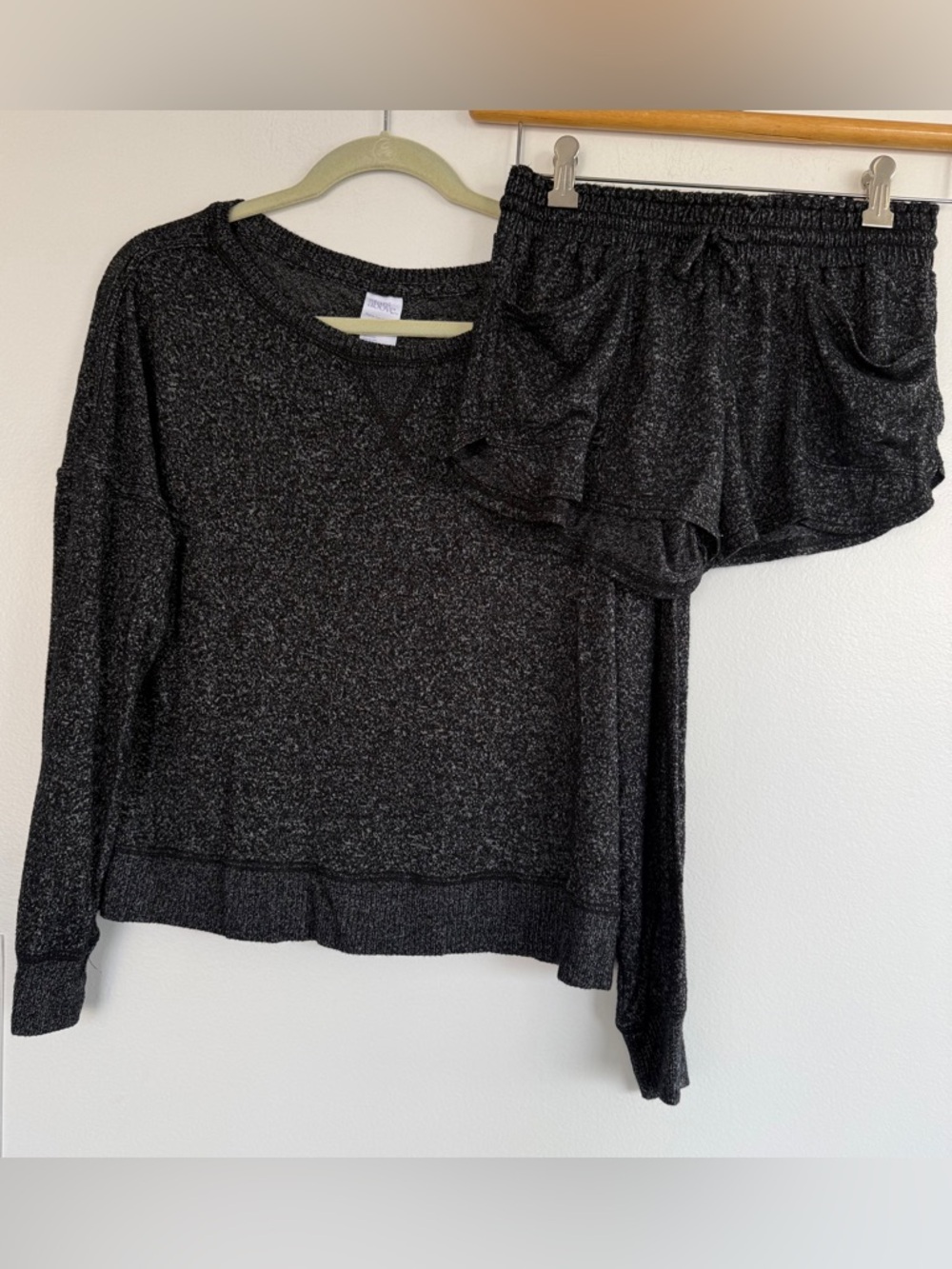 Stars Above 2 Piece Black Charcoal Sparkle Knit Lounge Set - Top & Shorts